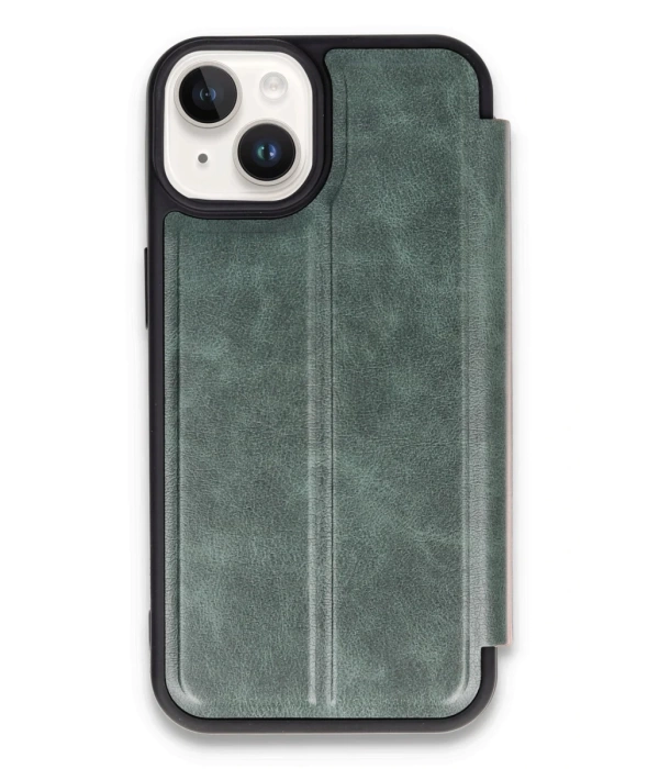 Newface iPhone 14 Kılıf Flip Cover - Koyu Yeşil