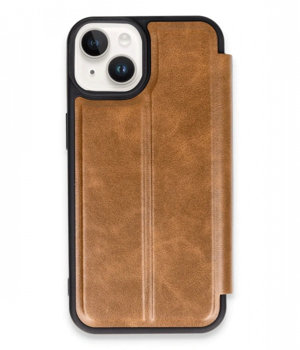 Newface iPhone 14 Kılıf Flip Cover - Taba