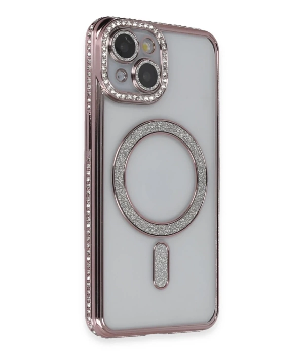 Newface iPhone 14 Kılıf Joke Simli Magneticsafe Kılıf - Pembe