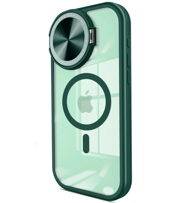 Newface iPhone 14 Kılıf Teleskop Lens Magsafe Silikon Kapak - Koyu Yeşil