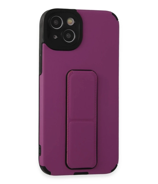 Newface iPhone 14 Plus Kılıf Mega Standlı Silikon - Mor