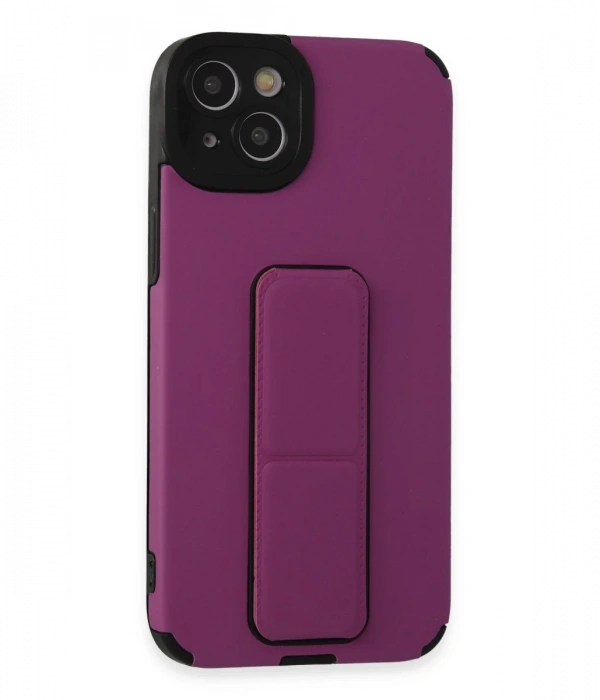 Newface iPhone 14 Plus Kılıf Mega Standlı Silikon - Mor
