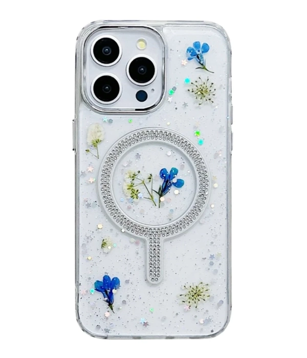 Newface iPhone 14 Pro Flower Magsafe Kapak - Krem
