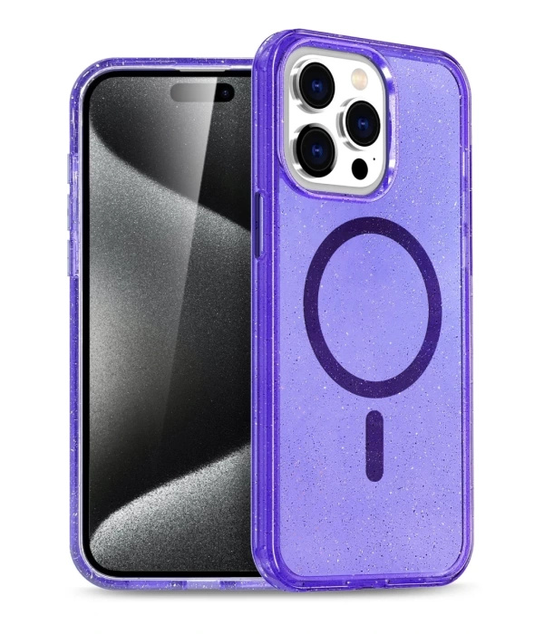 Newface iPhone 14 Pro Kılıf Glow Magsafe Kapak - Mor