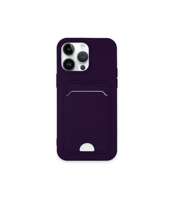 Newface iPhone 14 Pro Kılıf Kelvin Kartvizitli Silikon - Derin Mor