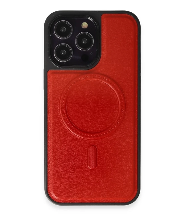 Newface iPhone 14 Pro Kılıf Ozzi Magsafe Deri Kapak