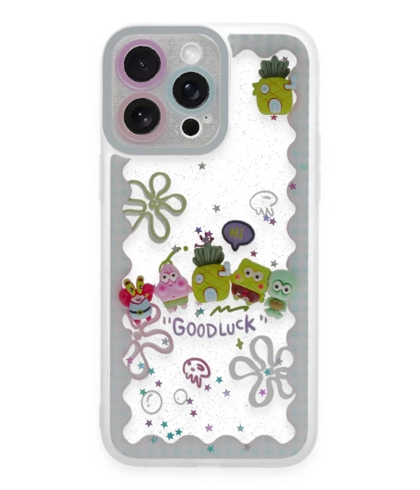 Newface iPhone 14 Pro Kılıf Sweet Desenli Silikon Kapak - Açık Mavi