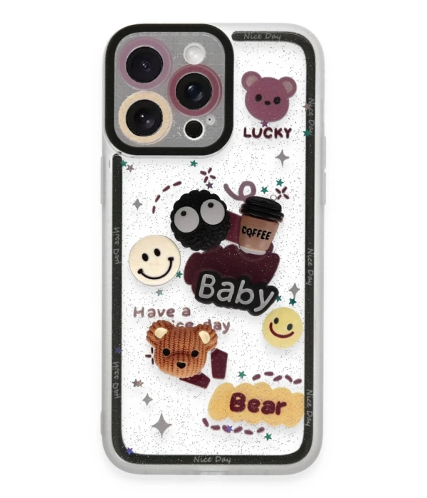Newface iPhone 14 Pro Kılıf Sweet Desenli Silikon Kapak - Sarı