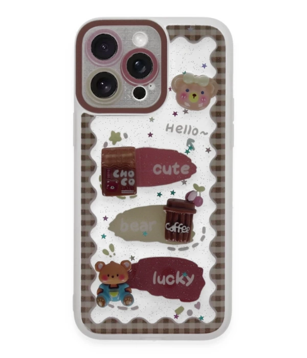 Newface iPhone 14 Pro Kılıf Sweet Desenli Silikon Kapak - Şeffaf