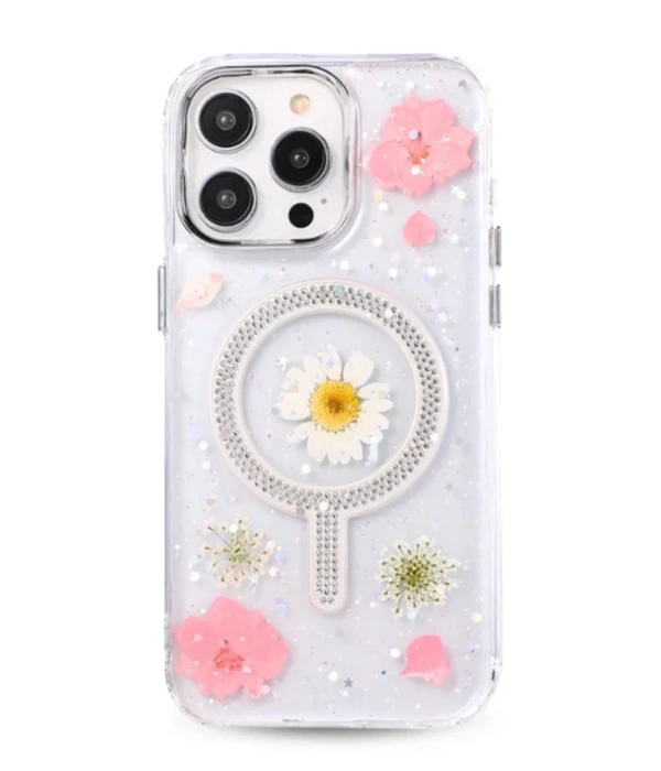Newface iPhone 14 Pro Max Flower Magsafe Kapak - Pembe