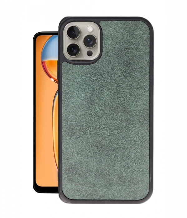 Newface iPhone 14 Pro Max Kılıf Aras Deri Kapak - Koyu Yeşil