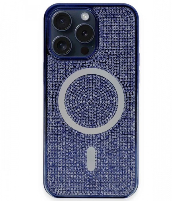 Newface iPhone 14 Pro Max Kılıf Diamond Magsafe Kapak - Lacivert