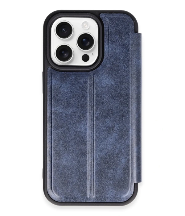 Newface iPhone 14 Pro Max Kılıf Flip Cover - Lacivert