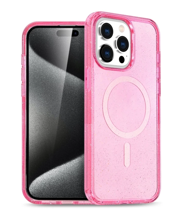 Newface iPhone 14 Pro Max Kılıf Glow Magsafe Kapak - Pembe