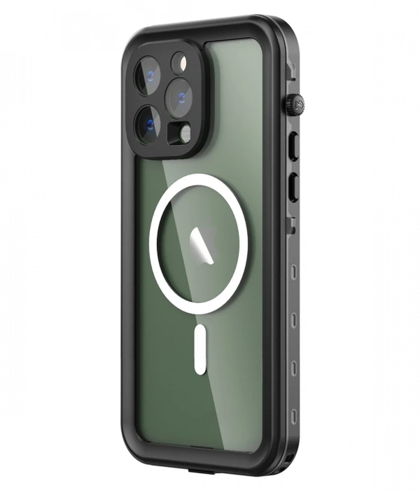 Newface iPhone 14 Pro Max Kılıf Red Pepper Magneticsafe Su Geçirmez Kılıf - Siyah-Gri