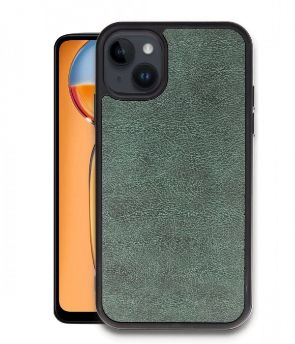 Newface iPhone 15 Kılıf Aras Deri Kapak - Koyu Yeşil