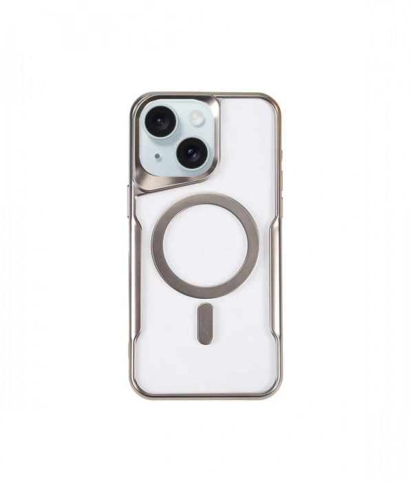 Newface iPhone 15 Kılıf Boyi Magsafe Silikon Kapak - Gümüş