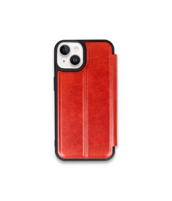 Newface iPhone 15 Kılıf Flip Cover - Kırmızı