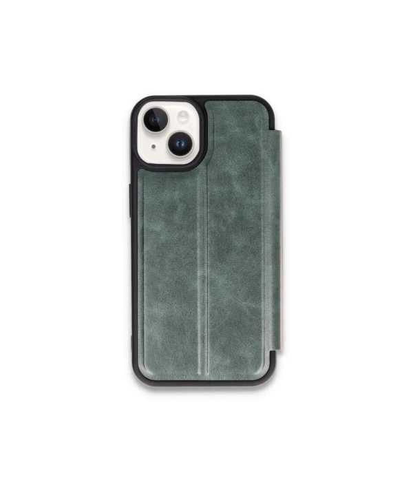 Newface iPhone 15 Kılıf Flip Cover - Koyu Yeşil