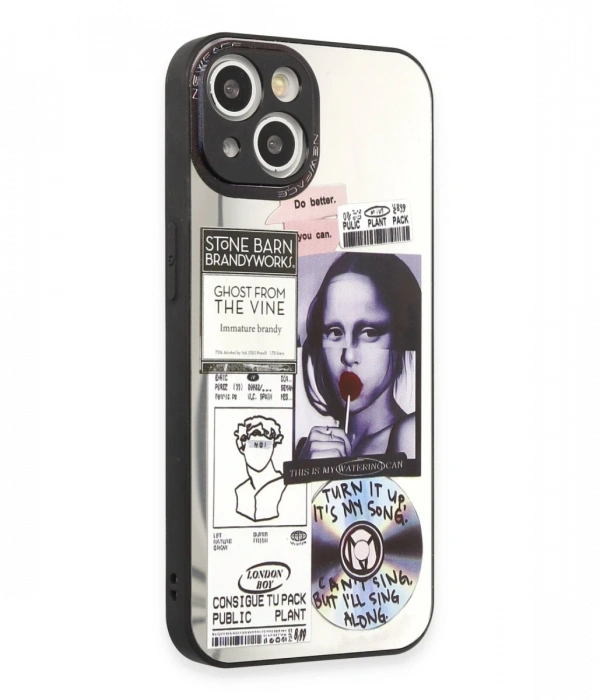 Newface iPhone 15 Kılıf Mirror Desenli Kapak