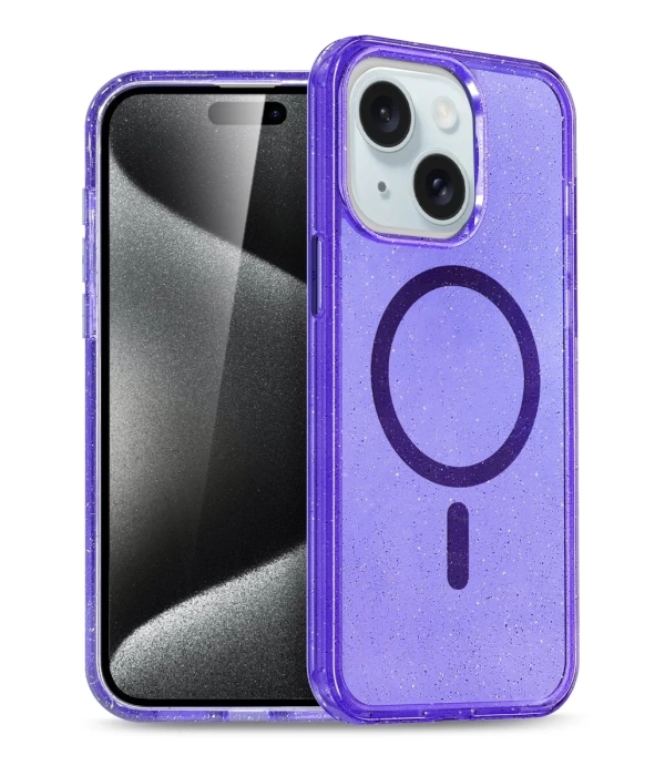 Newface iPhone 15 Plus Kılıf Glow Magsafe Kapak - Mor