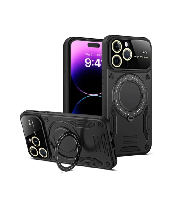 Newface iPhone 15 Pro Kılıf Joy Lens Standlı Kapak