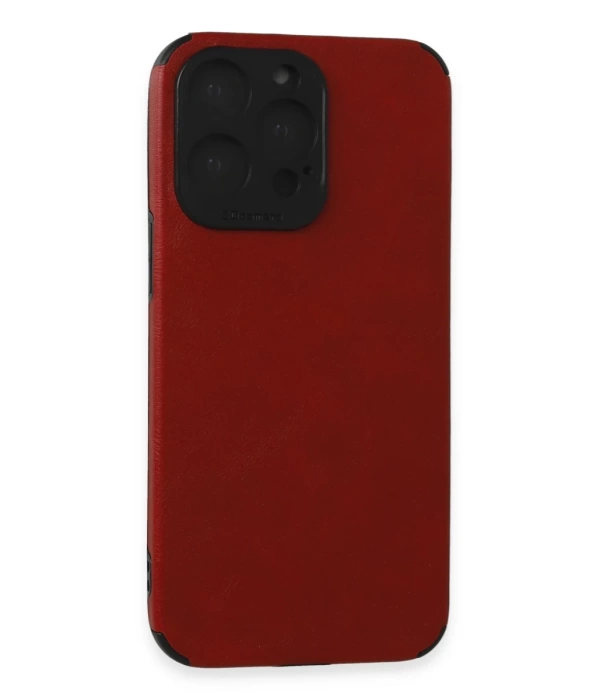 Newface iPhone 15 Pro Kılıf Loop Deri Silikon - Kırmızı