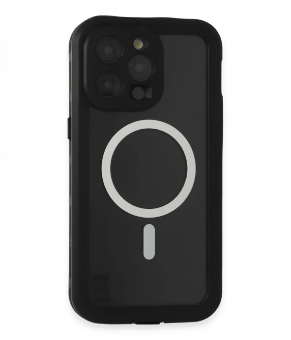 Newface iPhone 15 Pro Kılıf Red Pepper Magneticsafe Su Geçirmez Kılıf - Siyah-Gri