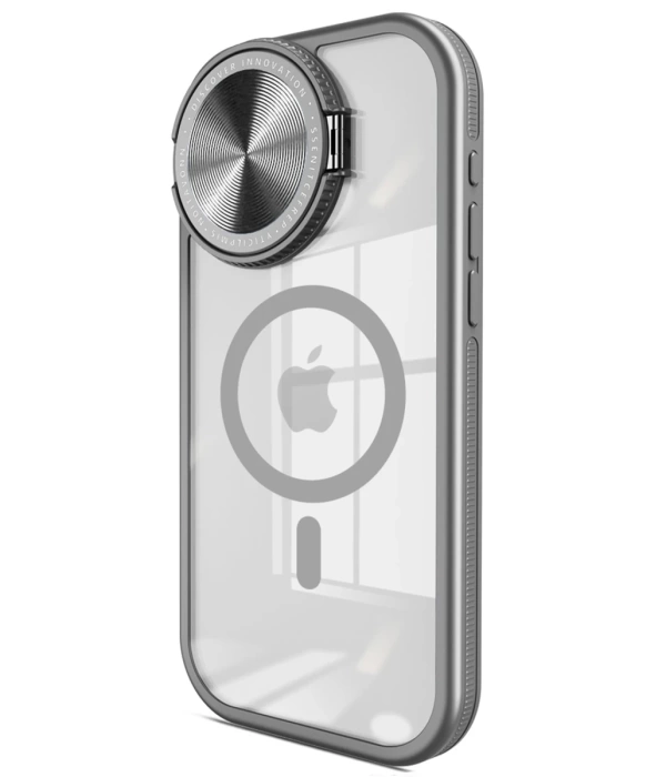 Newface iPhone 15 Pro Kılıf Teleskop Lens Magsafe Silikon Kapak - Titan Gri