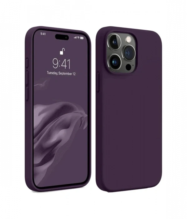 Newface iPhone 15 Pro Max Kılıf First Silikon - Mürdüm