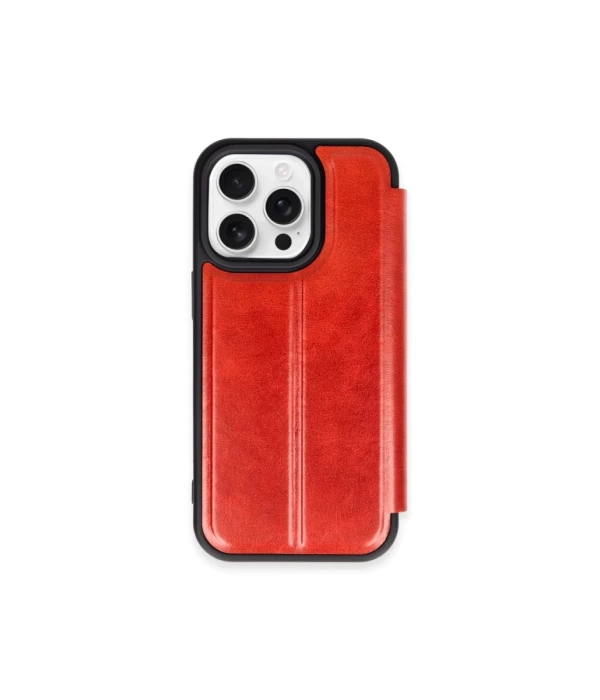 Newface iPhone 15 Pro Max Kılıf Flip Cover - Kırmızı