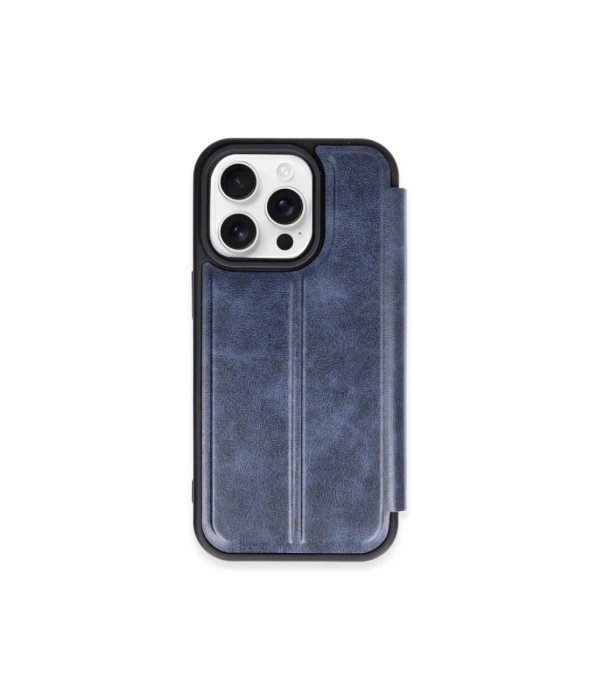 Newface iPhone 15 Pro Max Kılıf Flip Cover - Lacivert