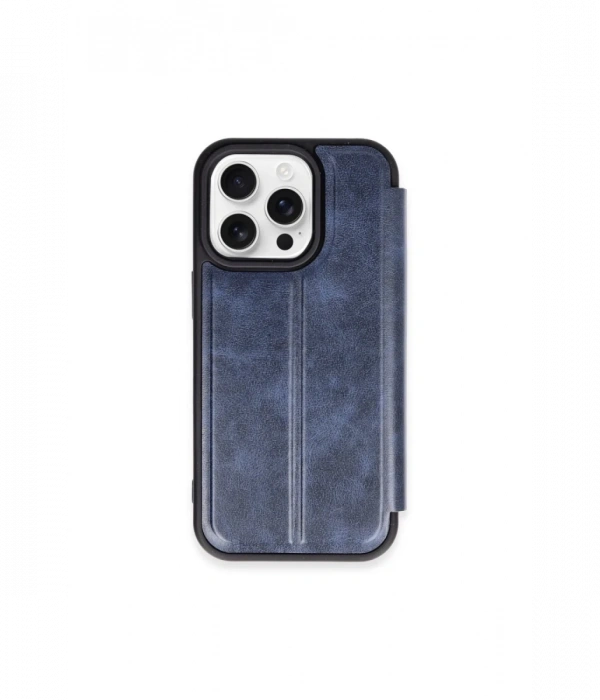 Newface iPhone 15 Pro Max Kılıf Flip Cover - Lacivert