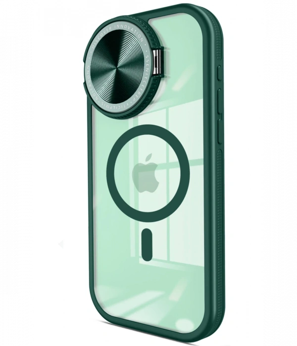 Newface iPhone 15 Pro Max Kılıf Teleskop Lens Magsafe Silikon Kapak - Koyu Yeşil