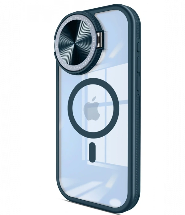 Newface iPhone 15 Pro Max Kılıf Teleskop Lens Magsafe Silikon Kapak - Lacivert