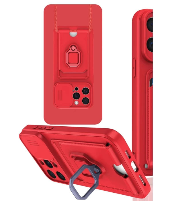 Newface iPhone 15 Pro Max Kılıf Zuma Kartvizitli Yüzüklü Silikon