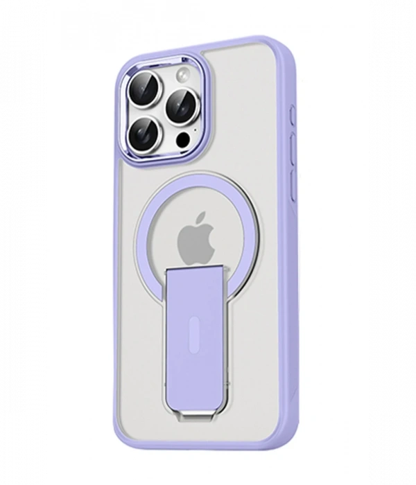 Newface iPhone 15 Pro Max Tork Magsafe Standlı Kapak - Lila