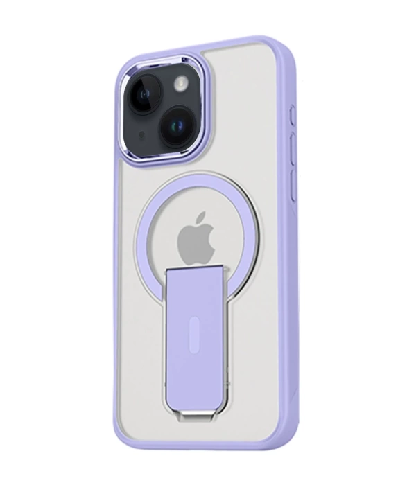 Newface iPhone 15 Tork Magsafe Standlı Kapak - Lila