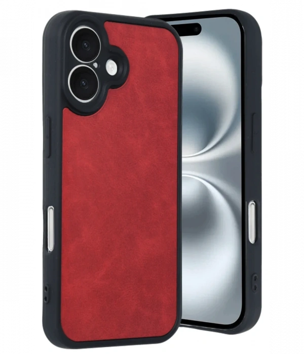 Newface iPhone 16 Kılıf Aras Deri Kapak - Kırmızı
