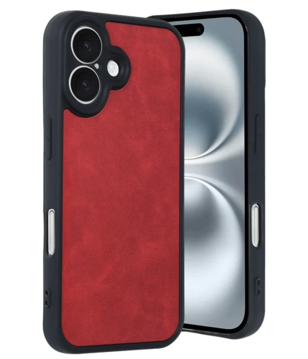 Newface iPhone 16 Kılıf Aras Deri Kapak - Kırmızı