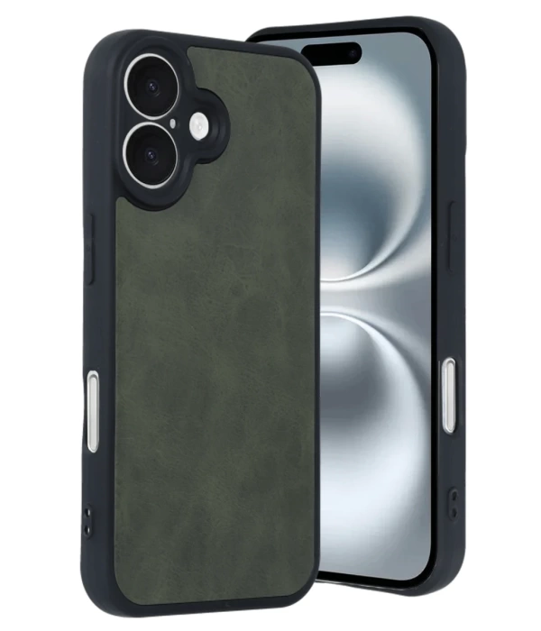 Newface iPhone 16 Kılıf Aras Deri Kapak - Koyu Yeşil