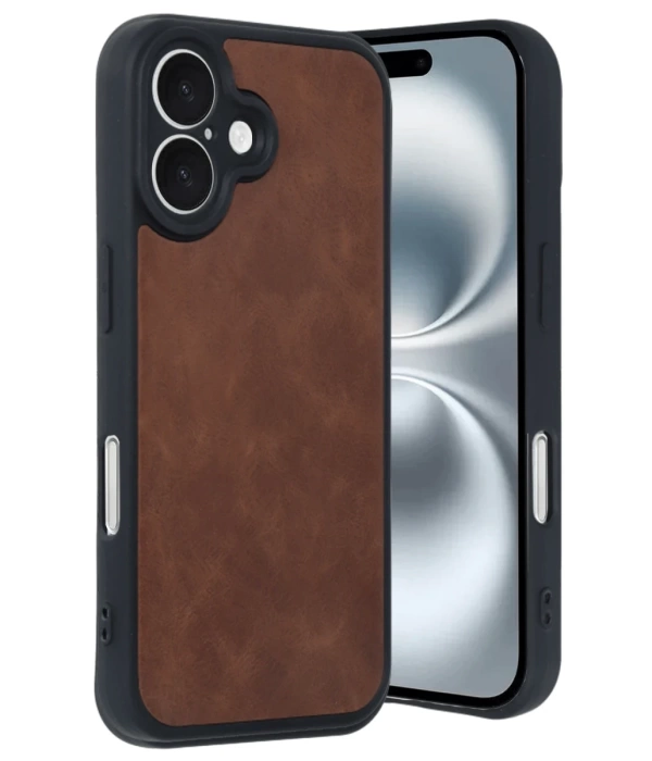 Newface iPhone 16 Kılıf Aras Deri Kapak - Taba