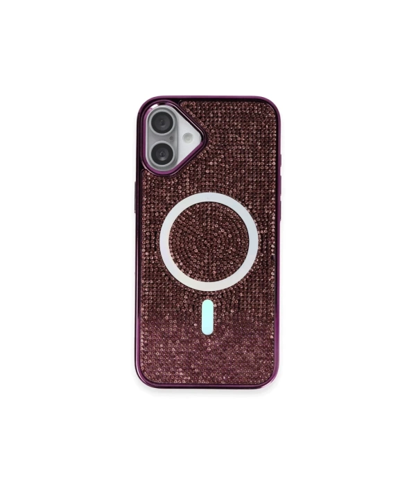 Newface iPhone 16 Kılıf Diamond Magsafe Kapak - Derin Mor