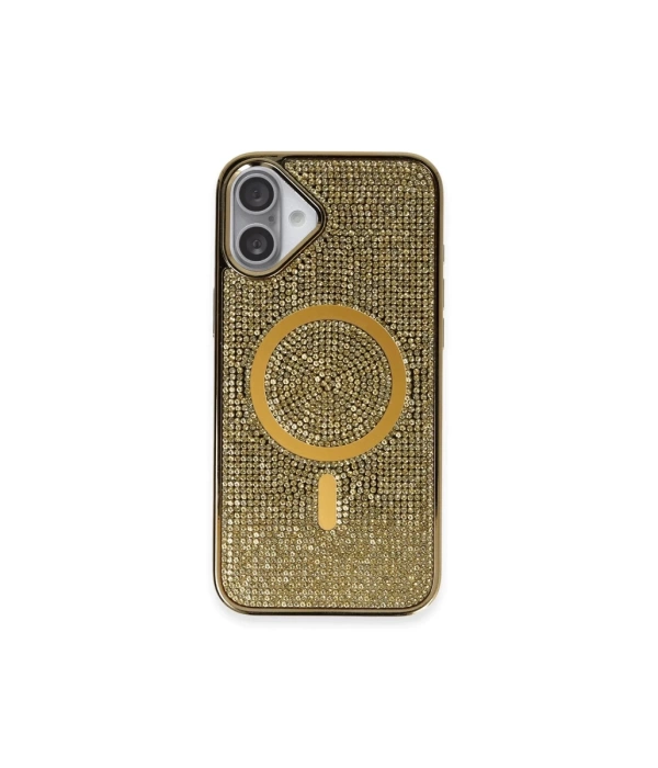Newface iPhone 16 Kılıf Diamond Magsafe Kapak - Gold