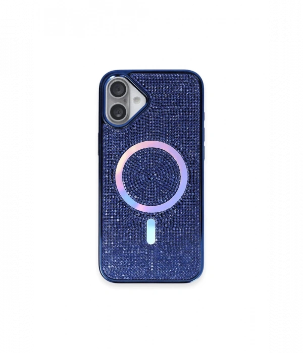 Newface iPhone 16 Kılıf Diamond Magsafe Kapak - Lacivert