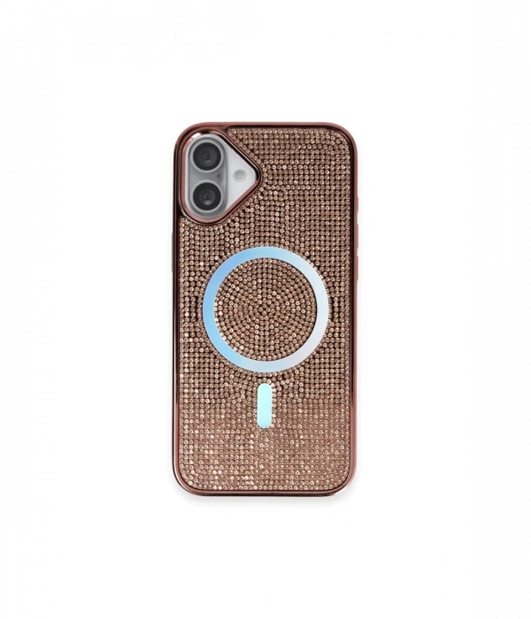 Newface iPhone 16 Kılıf Diamond Magsafe Kapak - Pembe