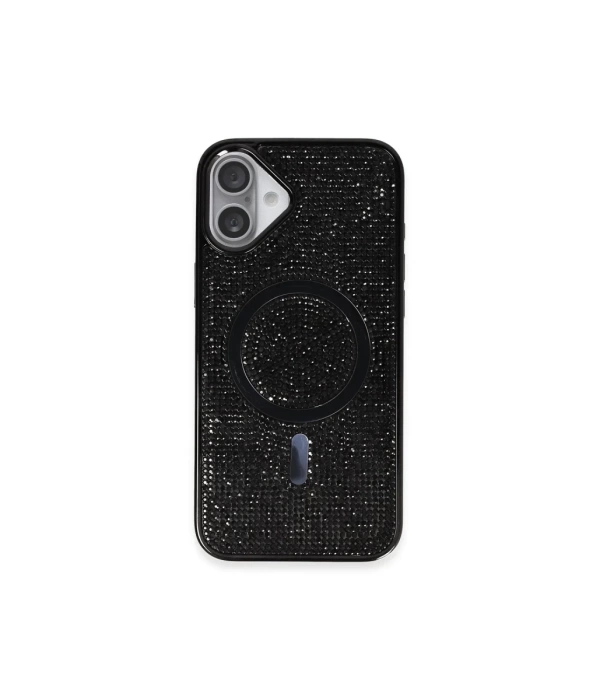 Newface iPhone 16 Kılıf Diamond Magsafe Kapak - Siyah
