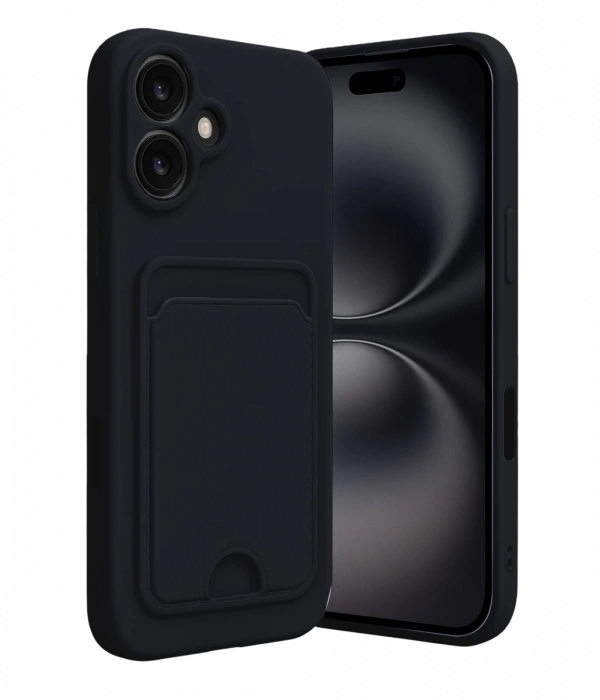 Newface iPhone 16 Kılıf Kelvin Kartvizitli Silikon - Siyah
