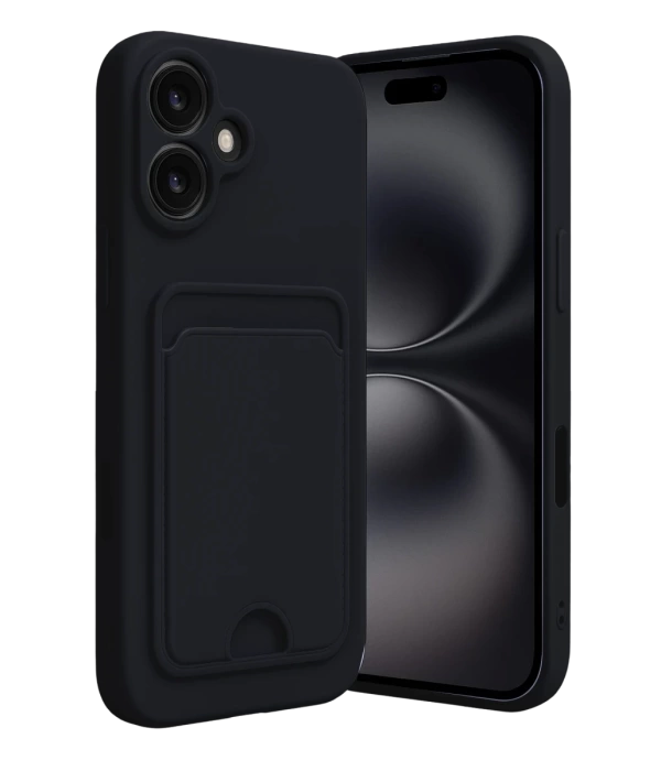 Newface iPhone 16 Kılıf Kelvin Kartvizitli Silikon - Siyah