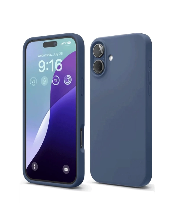 Newface iPhone 16 Kılıf Nano içi Kadife Silikon - Lacivert